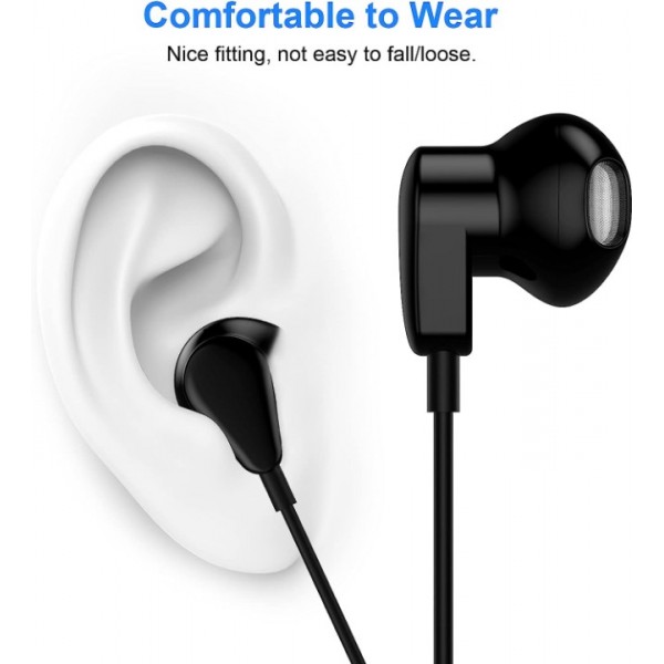 Bitswolee USB C Headphones, HiFi Stereo USB C Earbuds with Microphone and Volume Control Type C Headphone for Samsung Galaxy Google Pixel iPad Pro OnePlus - Black